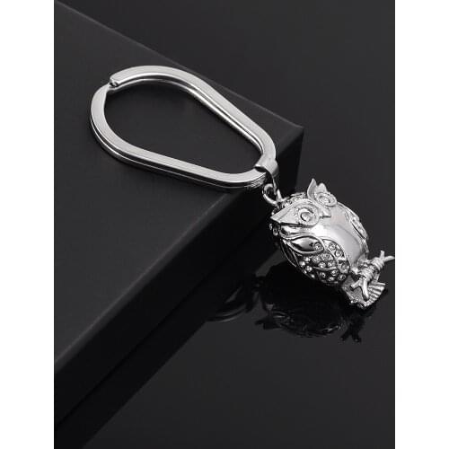 IJK2040 Wholesale or Retail 1pcs/lot Stainless Steel Owl Keychain for Man Keepsake Jewelry Cremation Urn Key Ring for Ashes