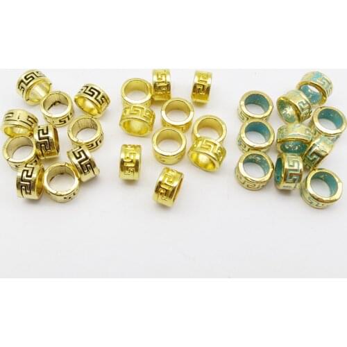 10pcs Golden metal small viking rune hair braid dread dreadlock beard beads tube rings for Hair Styling Accessories