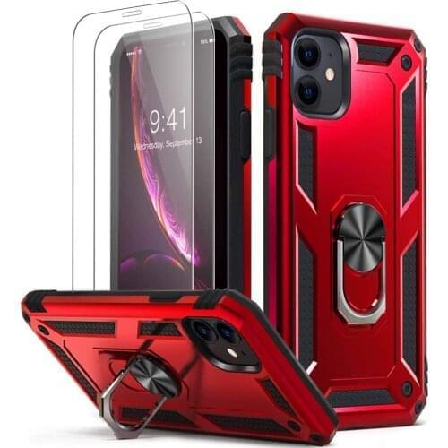 For iPhone X XS XR 11 Pro 7 8 Max Case,Military Grade Armor 15ft. Drop Tested Protective Ring Magnetic Car Mount Kickstand Case