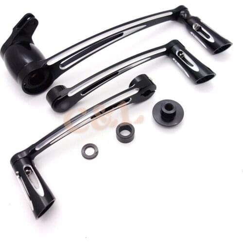 Black Motorcycle CNC Edge Cut Brake Arm Kit Shift Lever With Shifter Pegs For Harley Touring 2008-2013