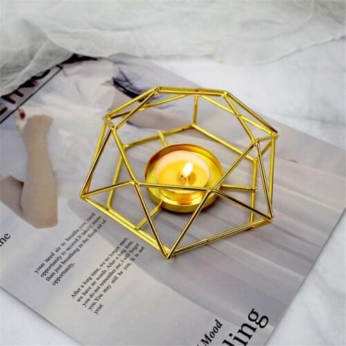 DIVV Nordic Retro Iron Light Candle Holder Candlestick Flower Jardiniere Indoor Decor European Style Geometric Design Decor