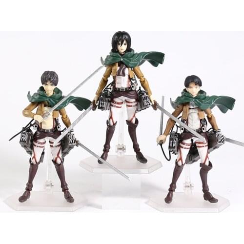 Figma Attack on Titan Eren Jaeger / Mikasa Ackerman / Levi Ackerman / PVC Action Figure Model Toy Figuirne