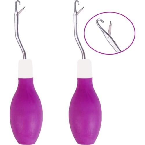 LMDZ 2 Pack Latch Hook Crochet Needle,Crochet Needle with Purple Handle for Braid Hair and Making DIY Crafts