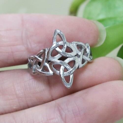 Triquetra Celtics Knot Ring Silver Color Stainless Steel Norse Viking Ring Women and Men Irish Celtics Jewelry Anniversary Gift