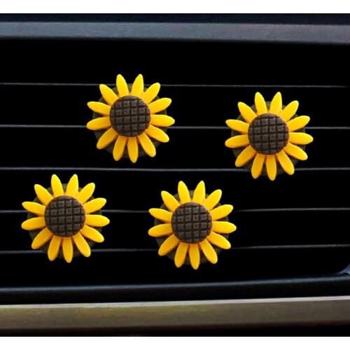 2Pc Car Accessories For Girls Air Freshener Cute Car Perfume Sunflower Vent Clip Car Fragrance Scent Diffuser Auto Interior Deco