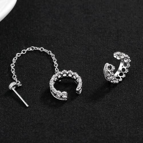 Crown Clip Earrings Wave Tassel Chain For Women Zircon No Pierced Hot Sale Fashion New Trendy Girl Student Gift Jewelry BOYULIGE