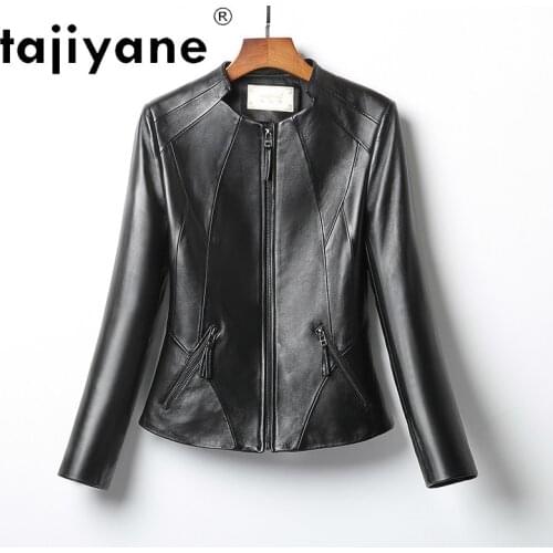 Tajiyane Real Leather Jacket Women Genuine Sheepskin Coats Spring Black Coat Womens 100% Sheep Skin Jacket Veste Femme TN1922