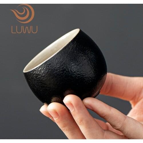 LUWU black crockery ceramic tea cup chinese kung fu cup pottery teacups drinkware