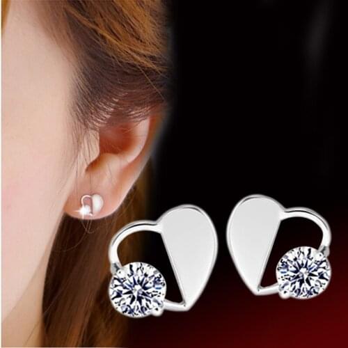 Love You Zircon Heart Stud Earrings For Women Brincos Earing Brinco Earring Oorbellen Earings Jewelry Pendientes Gift Wholesale