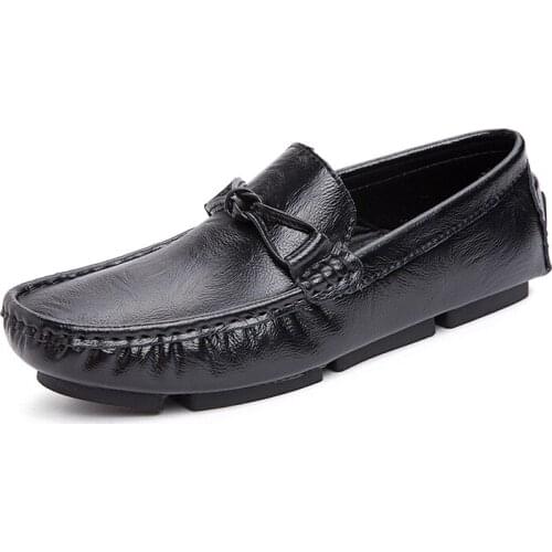 Mens Genuine Leather All-match Korean Beanie Shoes Zapatos De Hombre Genuine Leather Breathable Loafers Shose Men