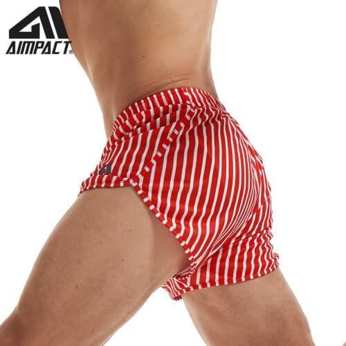 AIMPACT Mens Marathon Running Shorts Casual Sports Shorts Comfortable Shorts with Triangle Lining Striped Shorts