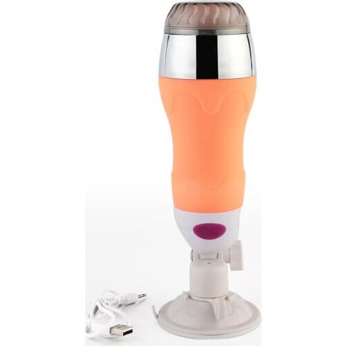 Male USB Charging Vibrating Masturbation Cup Realistic Vagina Oral Aircraft Cup Passion Cup Man Masturbator Sex Toy for Men A3