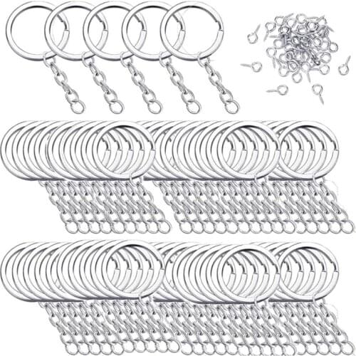 150 Pcs Key Chain Rings Kit with Screw Eye Pins Findings for DIY Crafts Jewelry Making Accessory