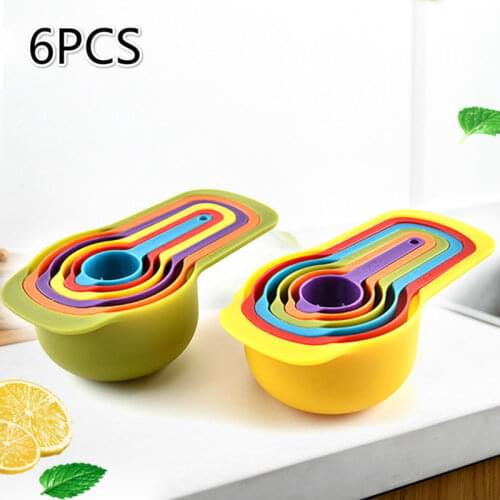 6PCS/4PCS Measuring Spoons Set Plastic Rainbow Milk Powder Spoon Measuring Cup Kitchen Accessories Baking Coffee Measuring Tools
