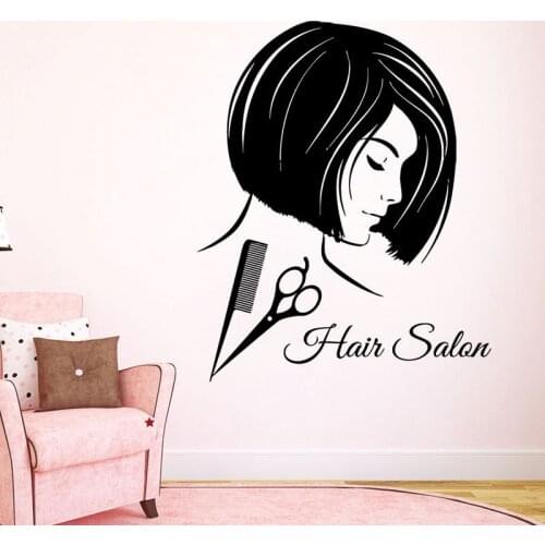 Hair Salon Wall Decal Beauty Salon Scissor Sticker Barber Shop Vinyl Wall Decals Decor Mural Hairdresser Glass Window Sticker