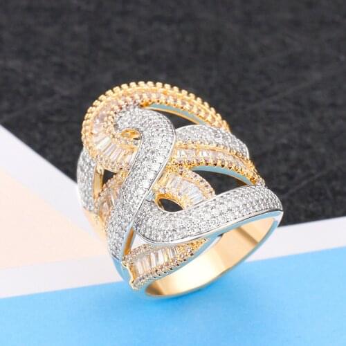 Bride Talk New Model Fashion Women Ring Full Crystal Pave Setting Cubic Zirconia Luxury Trendy Jewelry For Wedding Party Dating