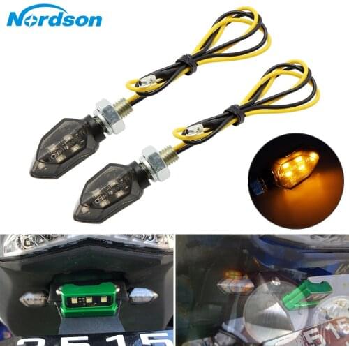 Nordson Universal 2pcs Mini Motorcycle LED Turn Signal Indicators Light Amber Blinker Led Motorbike Super Bright Lamp