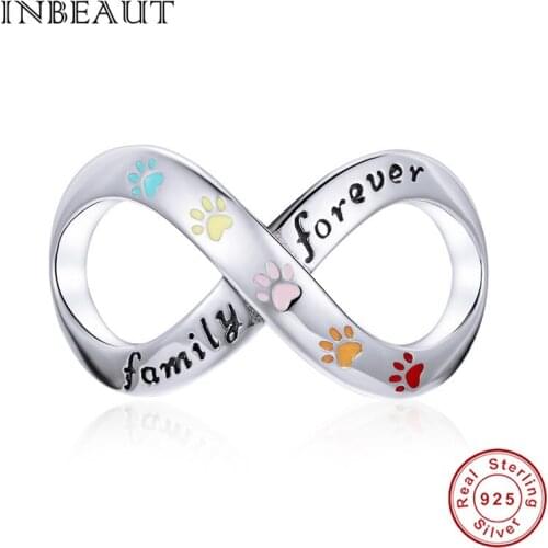 NEW 925 sterling silver Infinite Love bead Claw Charm Family Forever woman jewelry fit Pandora bracelet & necklace pendant