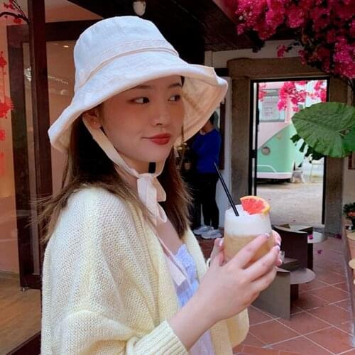 Solid Breathable Fisherman Hat Beach Double-sided Cap Sun Potection Adjustable Lace Up Classic Anti-UV Gorros