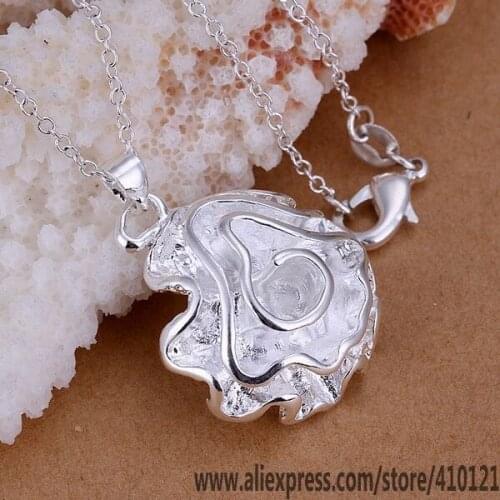 P041_2 Lucky Charm Silver Color Pendants For Women Jewelry Necklace Girl Lady Accessories Fashion Pendant Large Roses /fjla