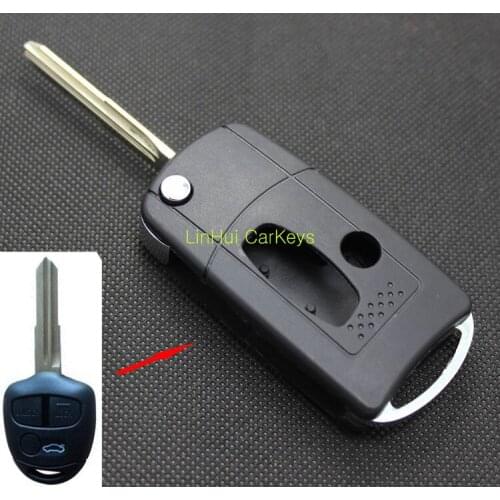PINECONE for MITSUBISHI LANCER 3 Buttons Uncut Brass Blade Modified Remote Blank ABS Key Shell 1PC