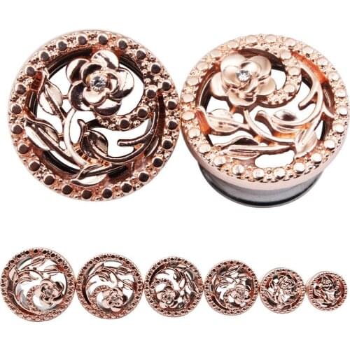 Flesh Tunnel Ear Plug hot selling creative flower hollow stainless steel auricle piercing jewelry ear expansion wholesale