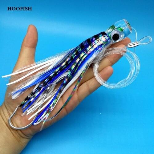 HOOFISH 6PCS/LOT Big Bionic Octopus Head Lure 42g/110g 6COLORS South Oil Boat Fishing Lure Tuna Bait Fishing Tackle