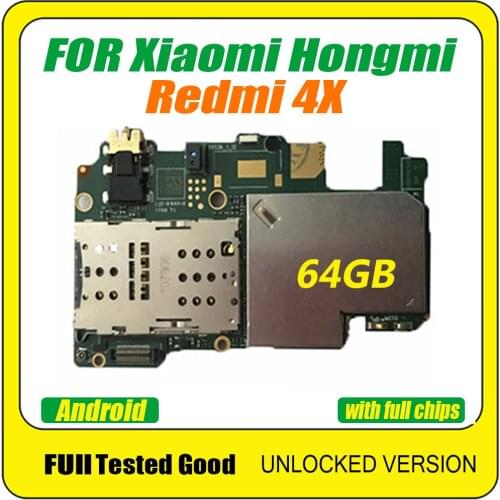 Unlocked for Xiaomi Hongmi Redmi 4X motherboard Android OS 4X motherboard 64GB replaced panel with chip logic board