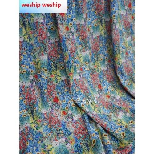 Twill cotton soft dress Color garden Satin silk fabric Satin de soie Satén шелк hanfu cloth DIY patchworkbag