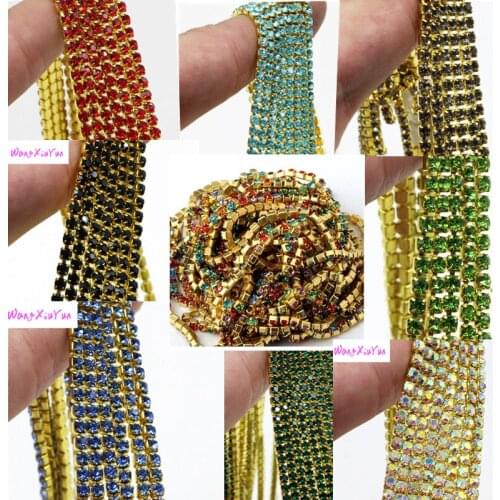 Aprox 2800pcs crystal cup chain gold copper metal base