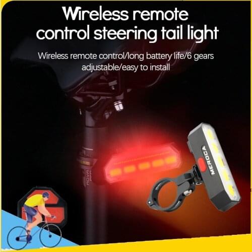 MEROCA Bicycle Lights 800MAH Intelligent Wireless Remote Control Steering Bicycle Taillight USB Rechargeable Bike Accessories