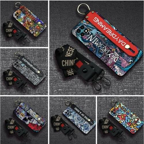 Back Cover Lanyard Phone Case For OPPO A15 4G Wrist Strap For Man New Arrival For Woman Graffiti