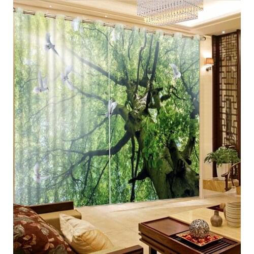 3D Curtain Photo Custom size Big Tree Pigeon Curtains For Living Room Curtain Blackout Bathroom Shower Curtain