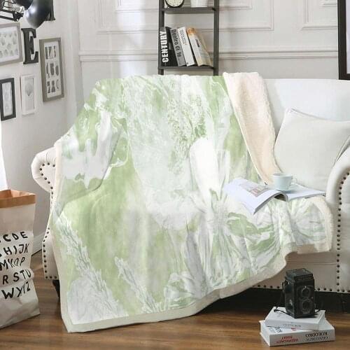 Green Orange tie dye Blanket Throw Blanket Sherpa Fleece Blanket Fresh Pattern Plush Blanket Soft Cozy Bed Sofa Blanket