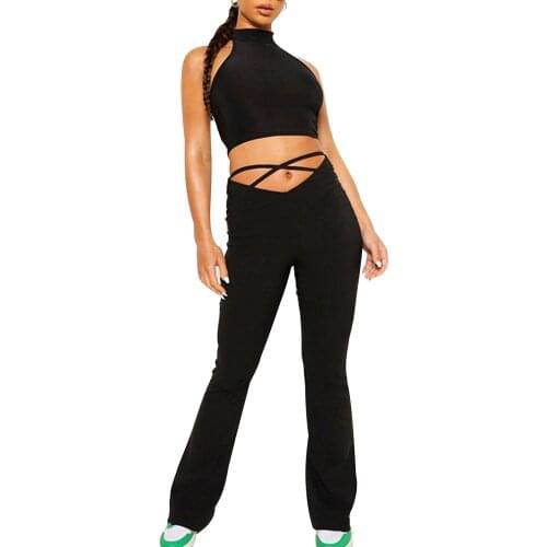 2021 Womens Pants Fashion Flare Pants Sexy Strechy Trousers Women V Waist Harajuku Pants Korean Fashion штаны в клетку