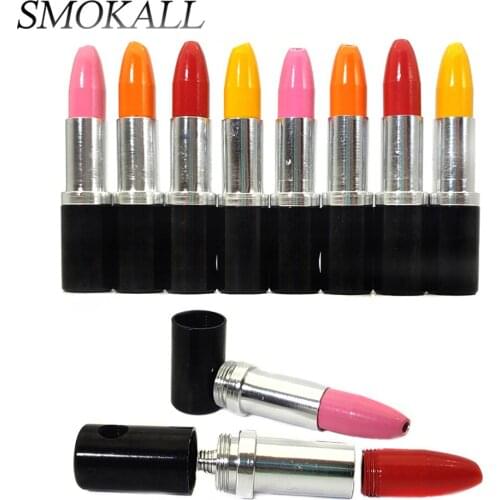 1Pcs Lipstick Shape Creative Pipes Smoking Metal Pipe Herb Tobacco Accessories For Grinder Hookah Cigarette Tubo Tool