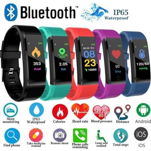 115 Plus Smart Watch Bluetooth Sport Watches Health Smart Wristband Heart Rate Fitness Pedometer Bracelet Waterproof Men Watch