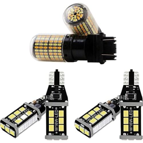 2Pcs LED Bulb Switchback White Amber Signal Light with 4Pcs Bright White Canbus LED Bulb for Car Reverse Lights 912 921