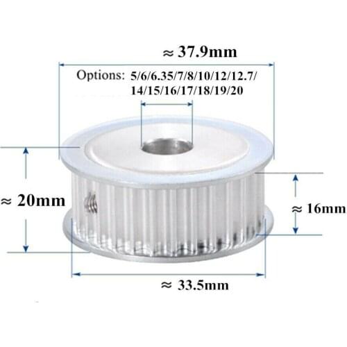 22 Teeth HTD 5M Synchronous Timing Pulley Bore 5/6/6.35/7/8/10/12/12.7/14/15/16/17/18/19/20mm for Width 15mm HTD5M 22Teeth 22T