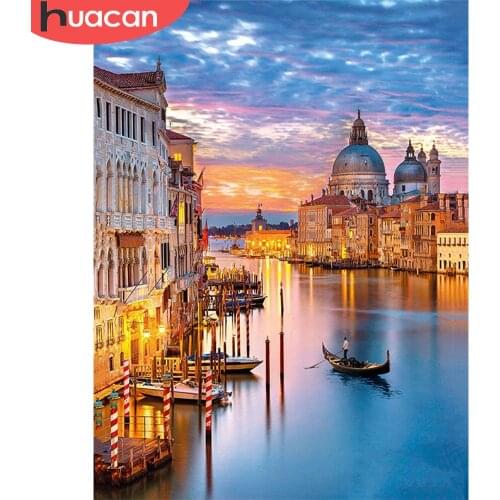 HUACAN 5D DIY Diamond Painting Venice Cross Stitch Full Square Drill Diamond Embroidery Landscape Mosaic Needlework Home Decor