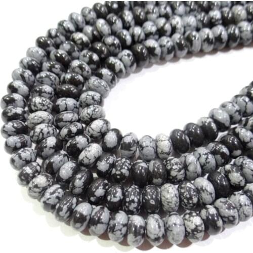 Wholesale Natural stone Snowflake Obsidian Rondelle Beads 4*6mm 5*8mm Spacer Beads For Jewelry Making Bracelet Accessories
