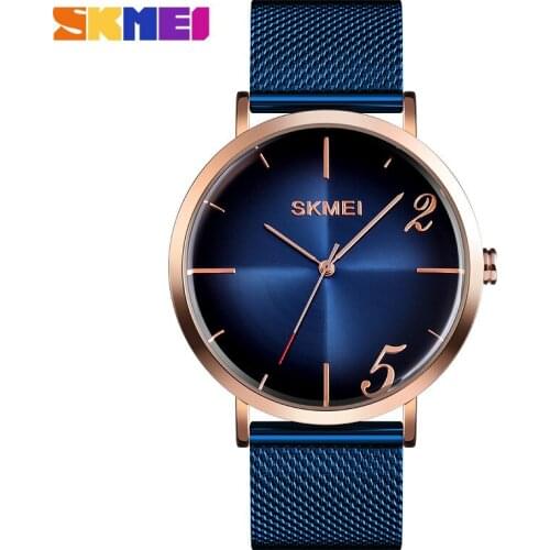 SKMEI Fashion Simple Men Business Stainless Steel Mesh Belt Quartz Watch Waterproof Watches Design Sport Watch Relogio Masculino