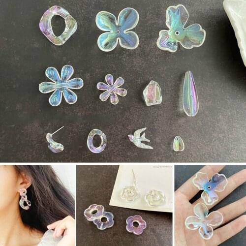 Colorful AB Color Screen Red Cool Exaggerated Flower Swallow Drop Petals Ear Stud Material DIY Earrings Material Package