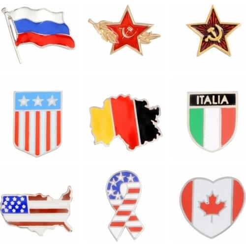 Cartoon National flag series Enamel Pins Fashion Brooches Badges Bag Clothes Accessories Lapel Pins Jewelry Gifts For Friends
