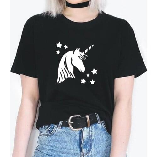 Summer Short Sleeve Harajuku T Shirt Women Tops Unicorn Star Print Women Tshirt Casual Hipster Tee Shirt Femme Camiseta Mujer