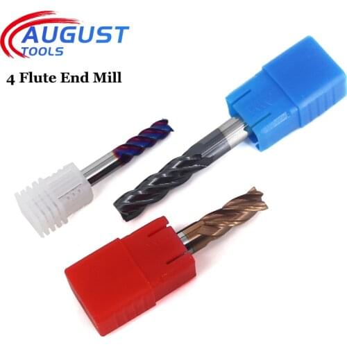 AUGT HRC50 60 65 4 Flute Endmill Alloy Carbide Metal Milling Cutter Tungsten Steel Milling Tools End Mill Cnc Engraving Machine
