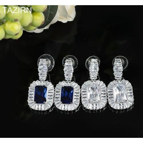 Trendy Cubic Zirconia Drop Earrings Classic CZ Dangle Earrings S925 Girls Gifts Square Shape Bridal Wedding Jewelry Accessories