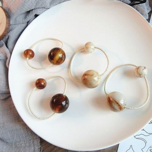 Amber Ball Hair Rope Korean Rubber Band Retro Mori Girl Rubber Band Minimalist Leather Rope Fashion Rubber Band Headdress