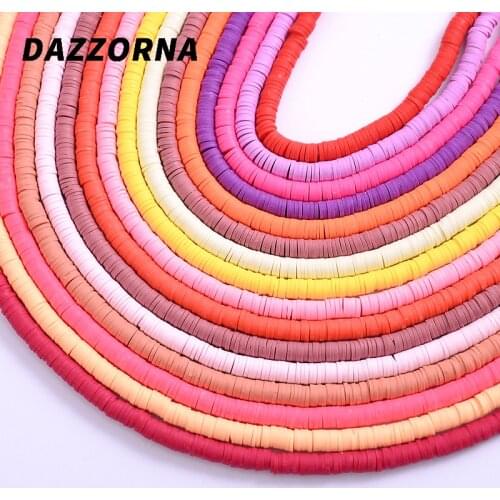 Fashion 15colors 6mm Polymer Clay Beads Blend Flat Round Chip Disk Loose Spacer Handmade Beads For Jewelry Making Accessories