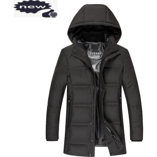 Winter Men Jackets High Quality Slim Hat Detachable White Duck Down Warm Long Coat Brand Fashion Thicken Overcoat M-3XL